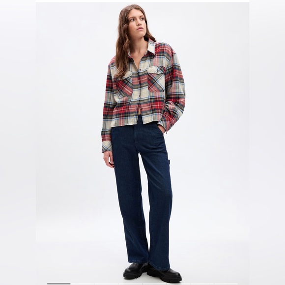 GAP Cropped Button-Front Shirt M - Picture 1 of 3